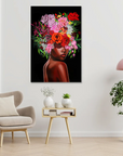 Plakat - Afrikansk kvinde med blomster - admen.dk