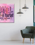 Plakat - Believe in yourself, pink citat - admen.dk