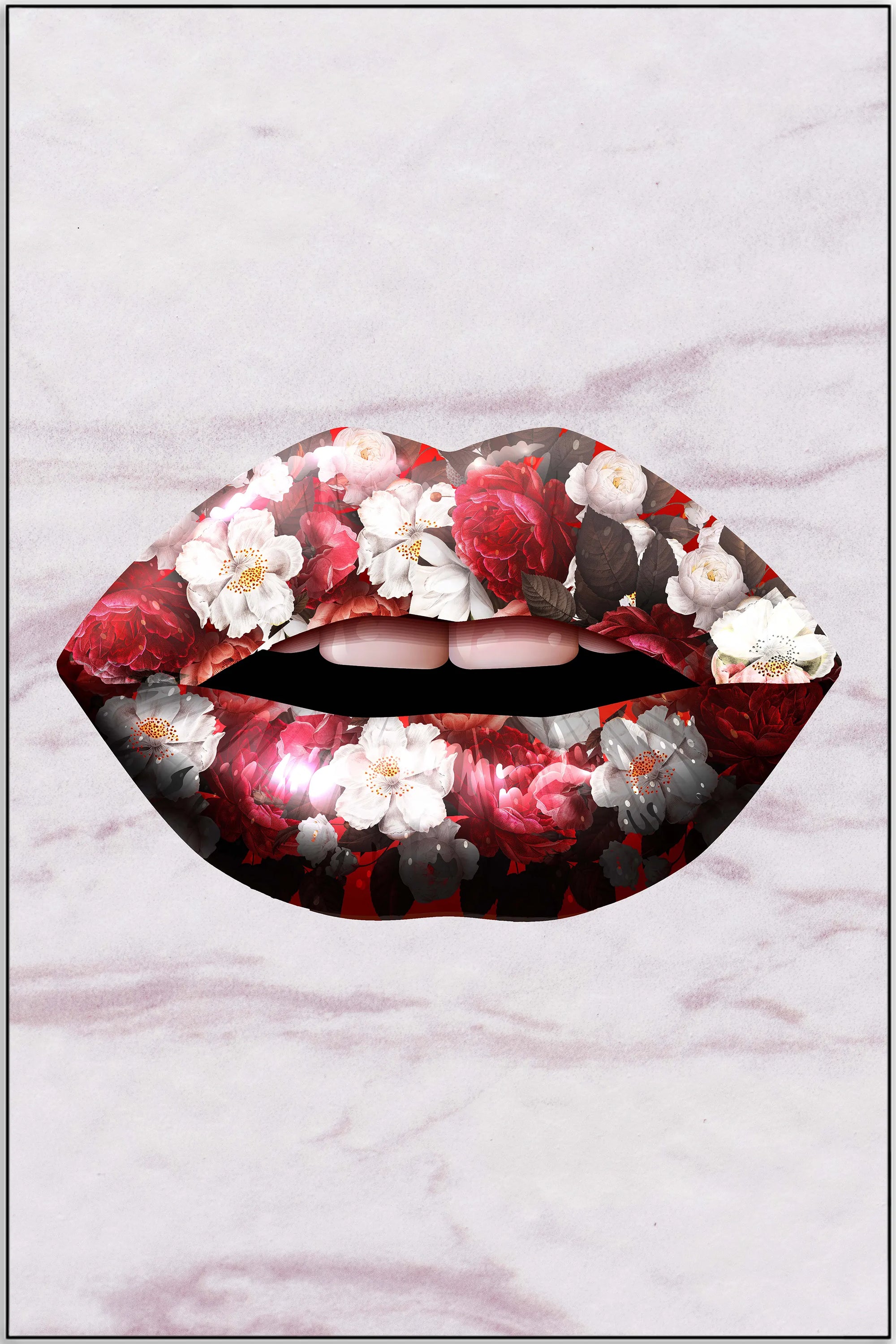 Plakat - Blomstret lips kunst - admen.dk