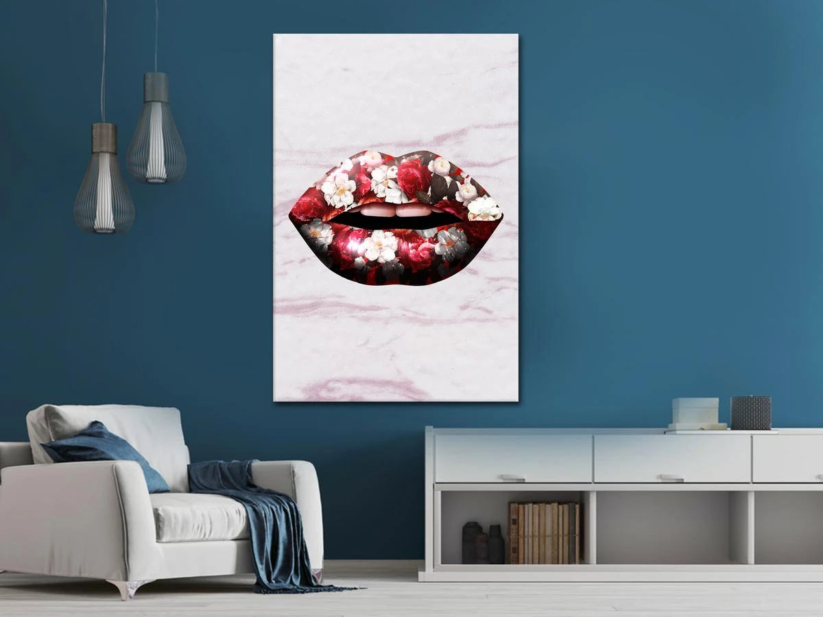 Plakat - Blomstret lips kunst - admen.dk