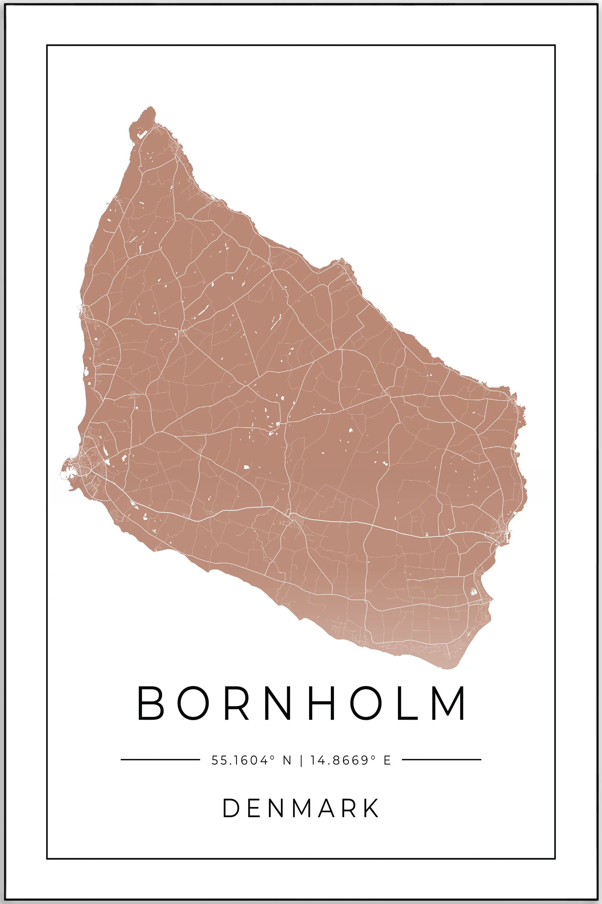 Plakat - Bornholm kort - admen.dk