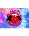 Plakat - Cherry pink lips kunst - admen.dk