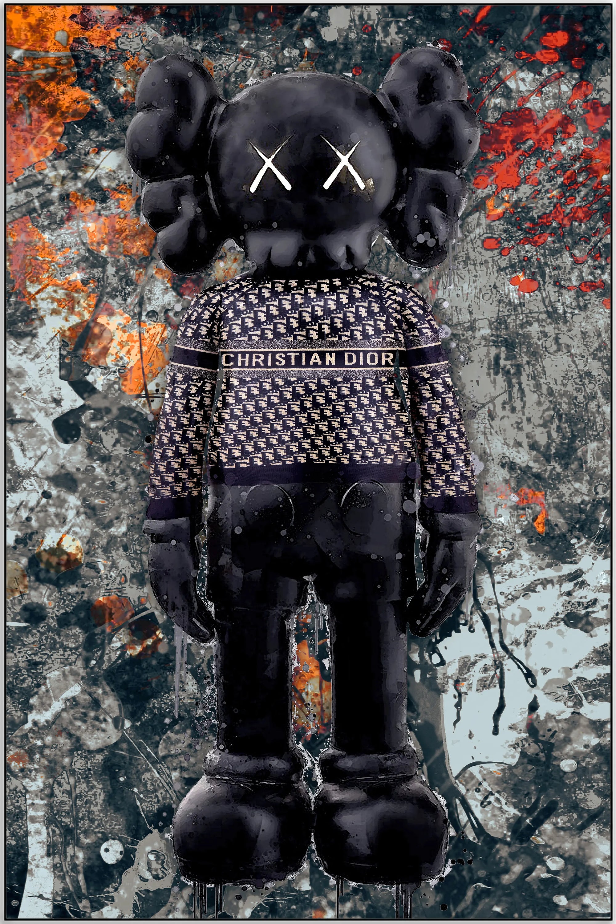 Plakat - Kaws streetart og Dior outfit - admen.dk