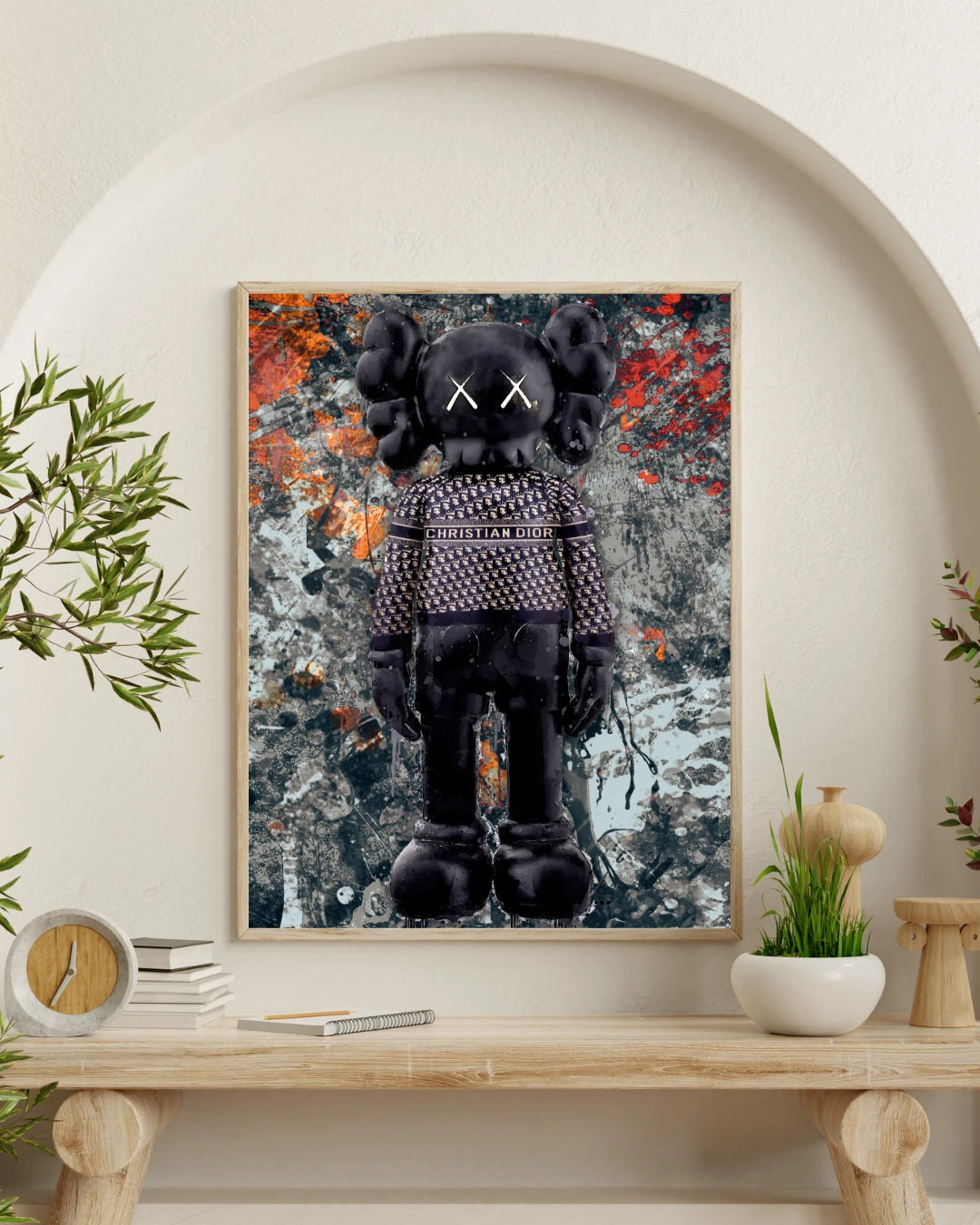 Plakat - Kaws streetart og Dior outfit