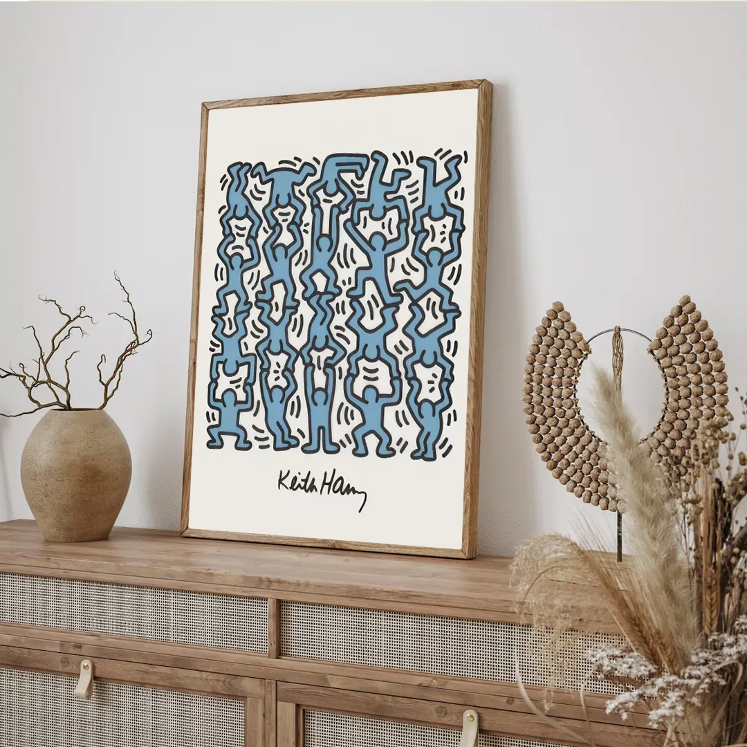 Plakat - Keith Haring blue kunst - admen.dk