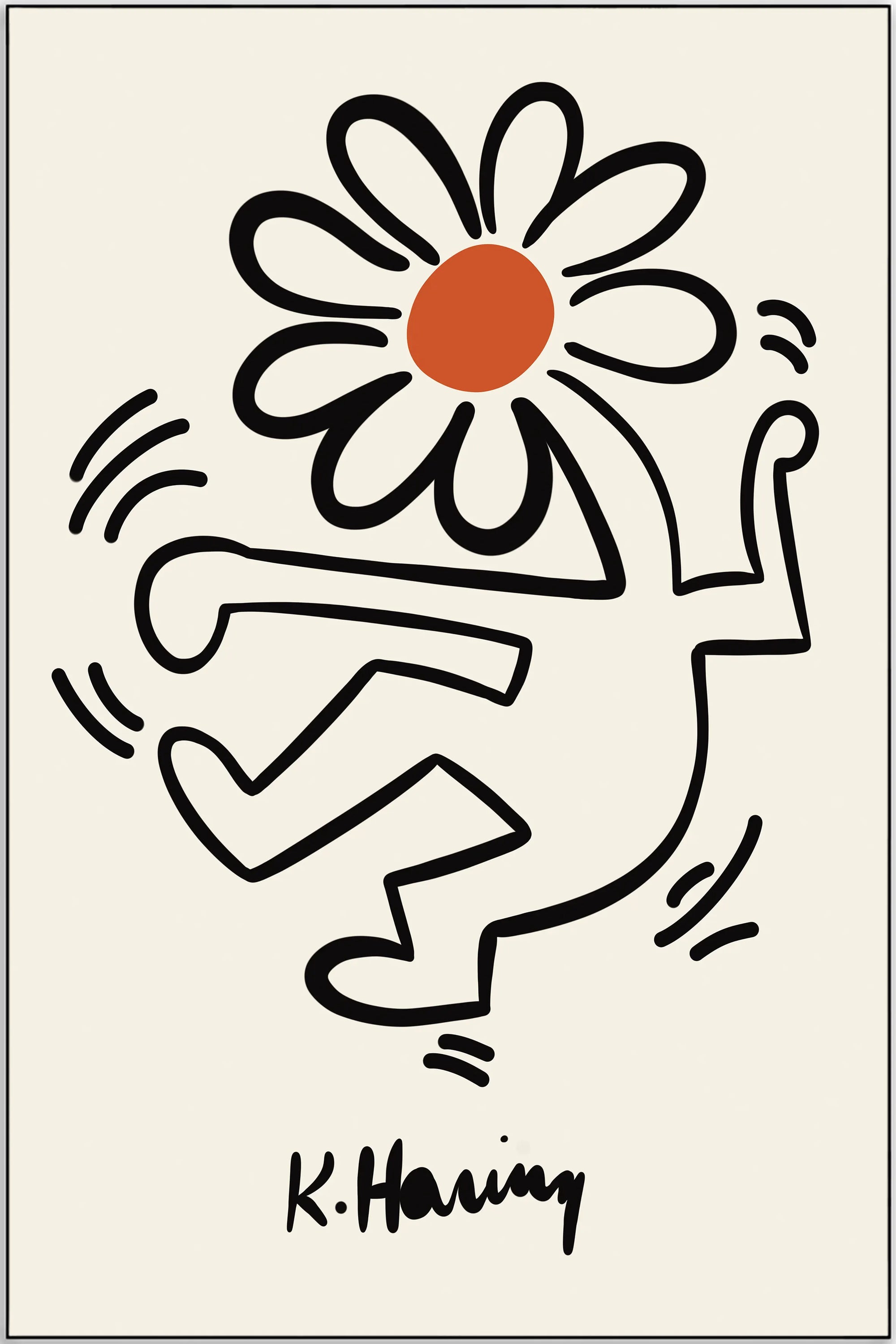 Plakat - Keith Haring flowers kunst - admen.dk