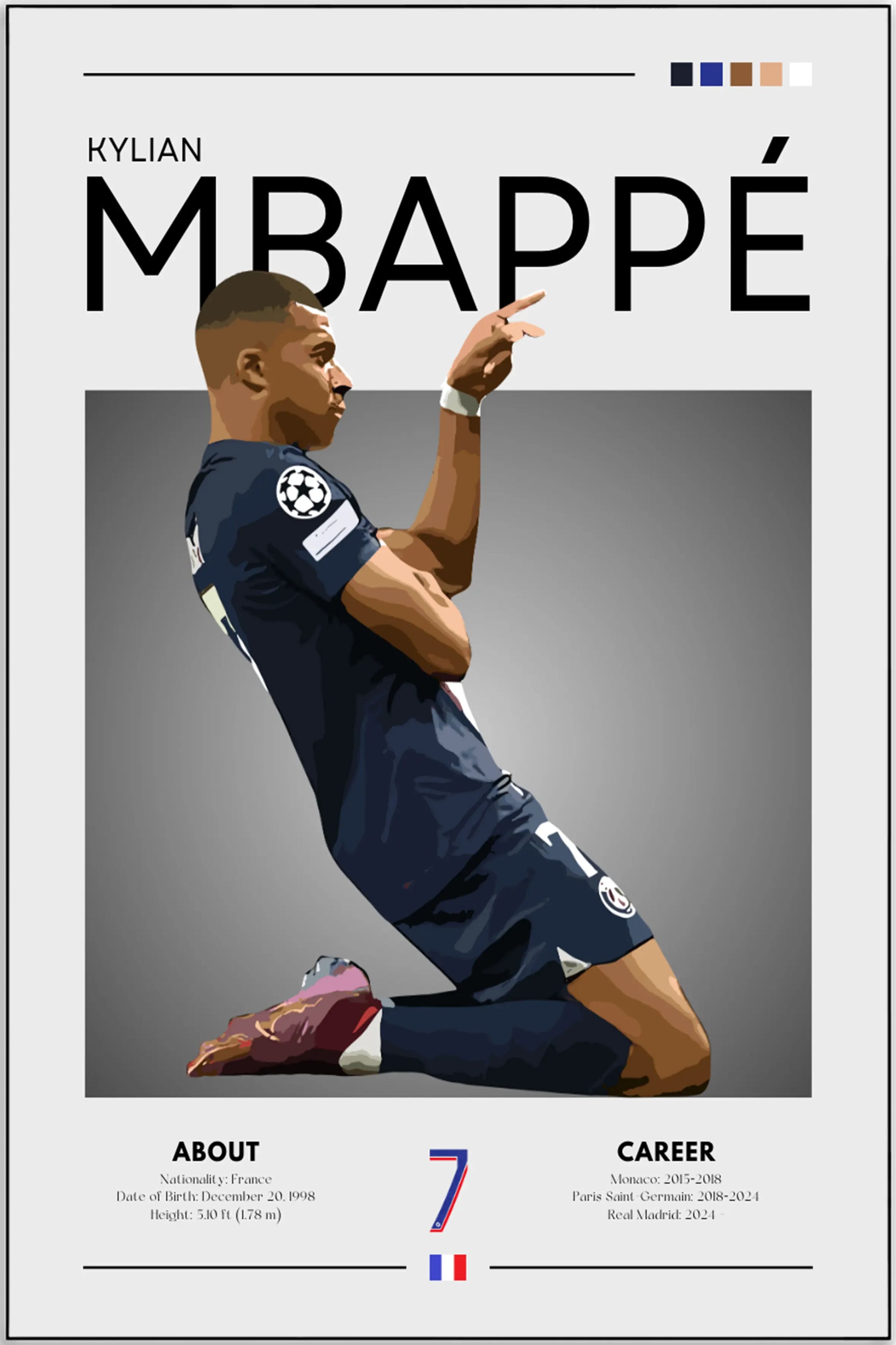 Plakat - Kylian Mbappe grafisk look - Admen.dk