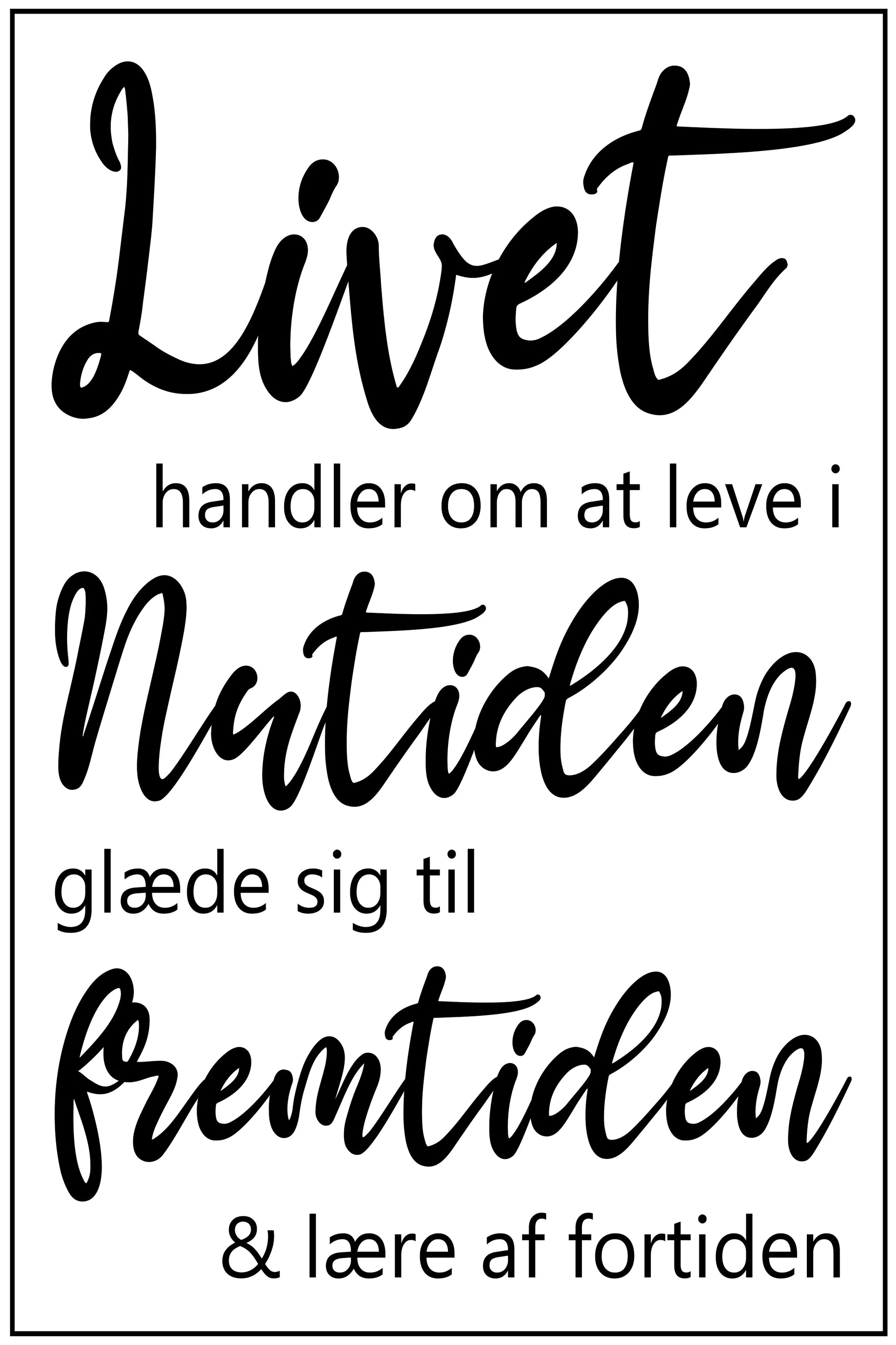 Plakat - Livet, nutiden, fremtiden citat - admen.dk