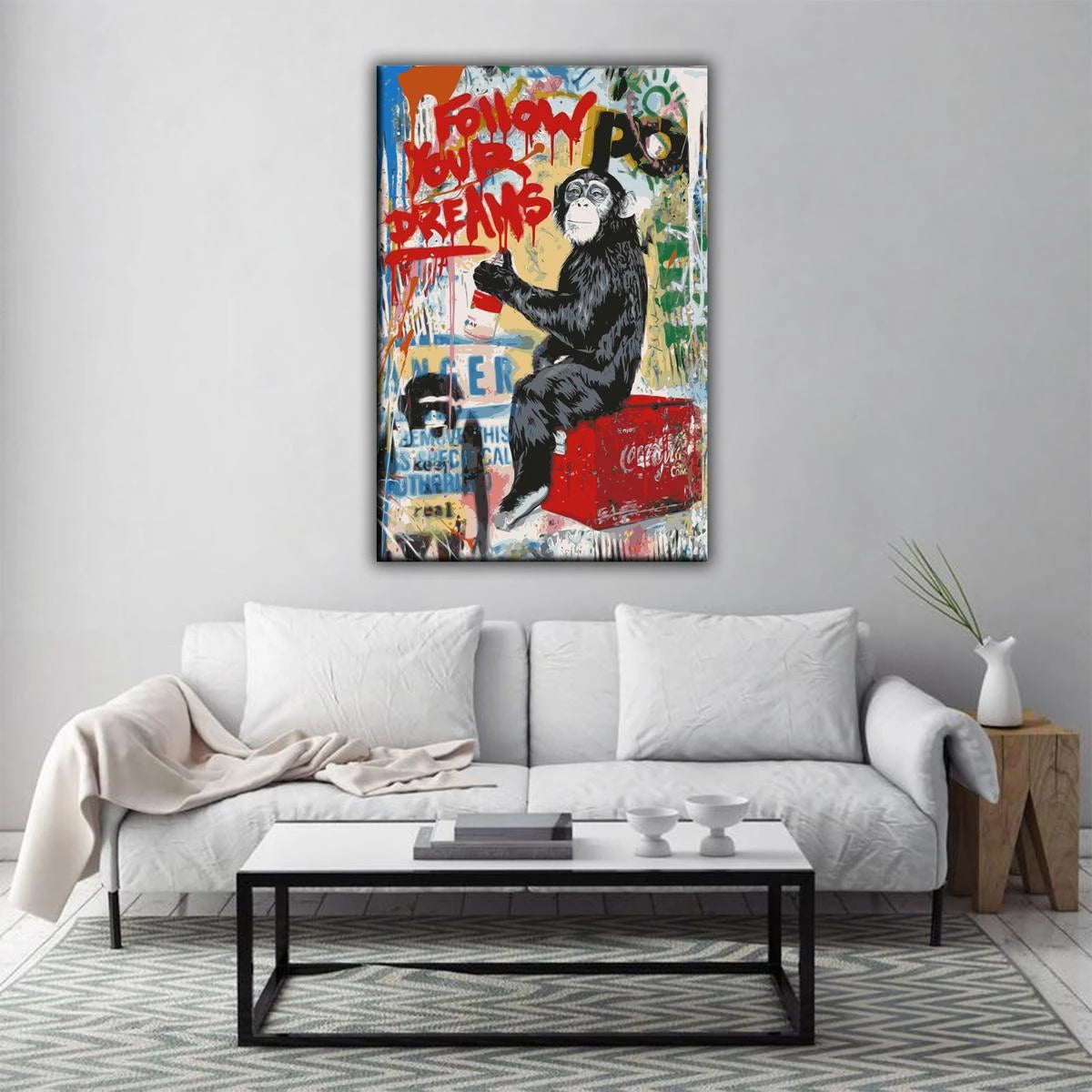 Plakat - Monkey follow your dreams citat - admen.dk