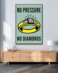 Plakat - No pressure no diamonds citat - admen.dk