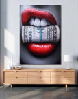 Plakat - Red dollar lips kunst - admen.dk