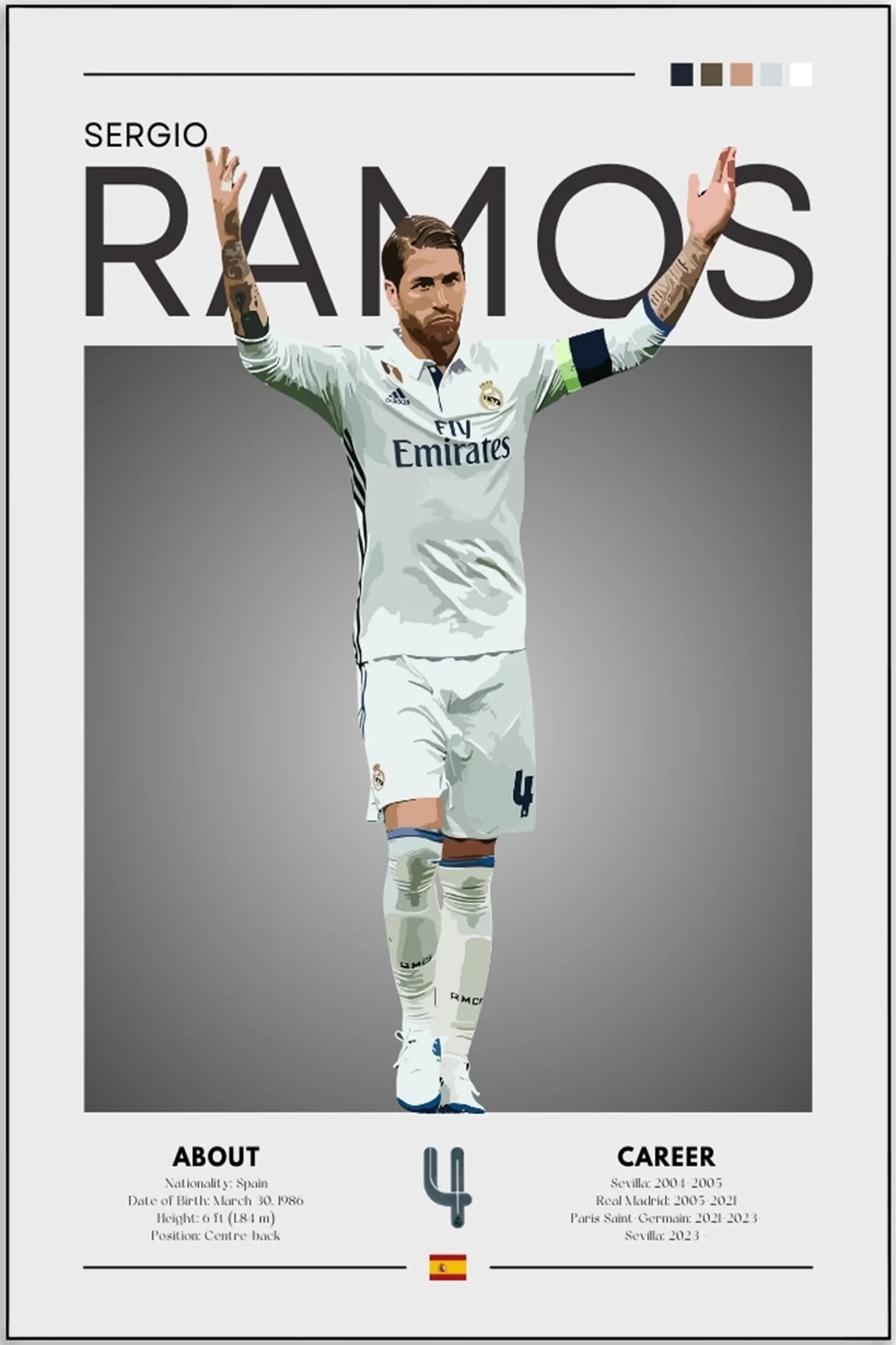 Plakat - Sergio Ramos grafisk look - admen.dk