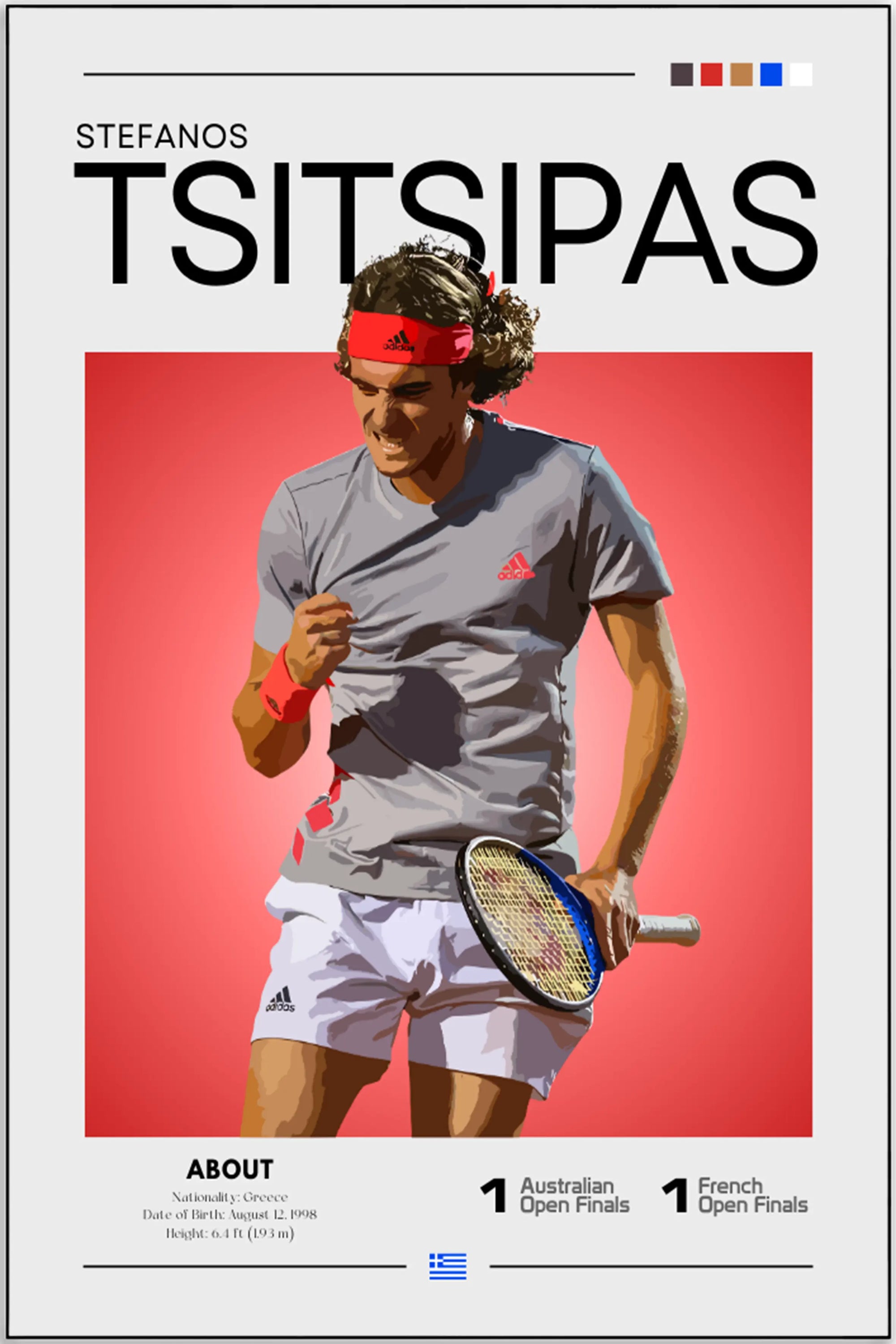 Plakat - Stefanos Tsitsipas stil - admen.dk