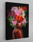 Canvas - Afrikansk kvinde med blomster - admen.dk