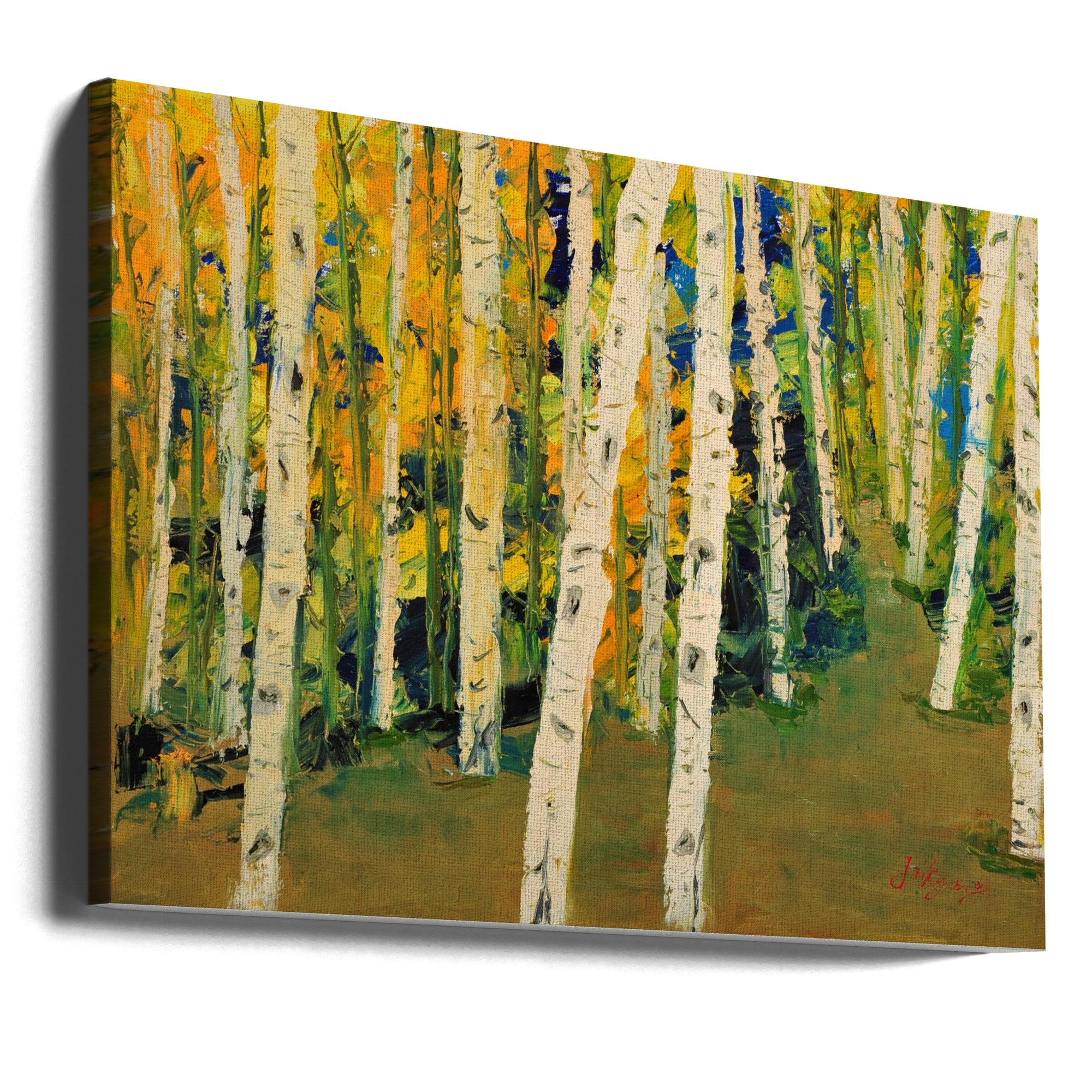 Canvas - Birch Trees GREEN