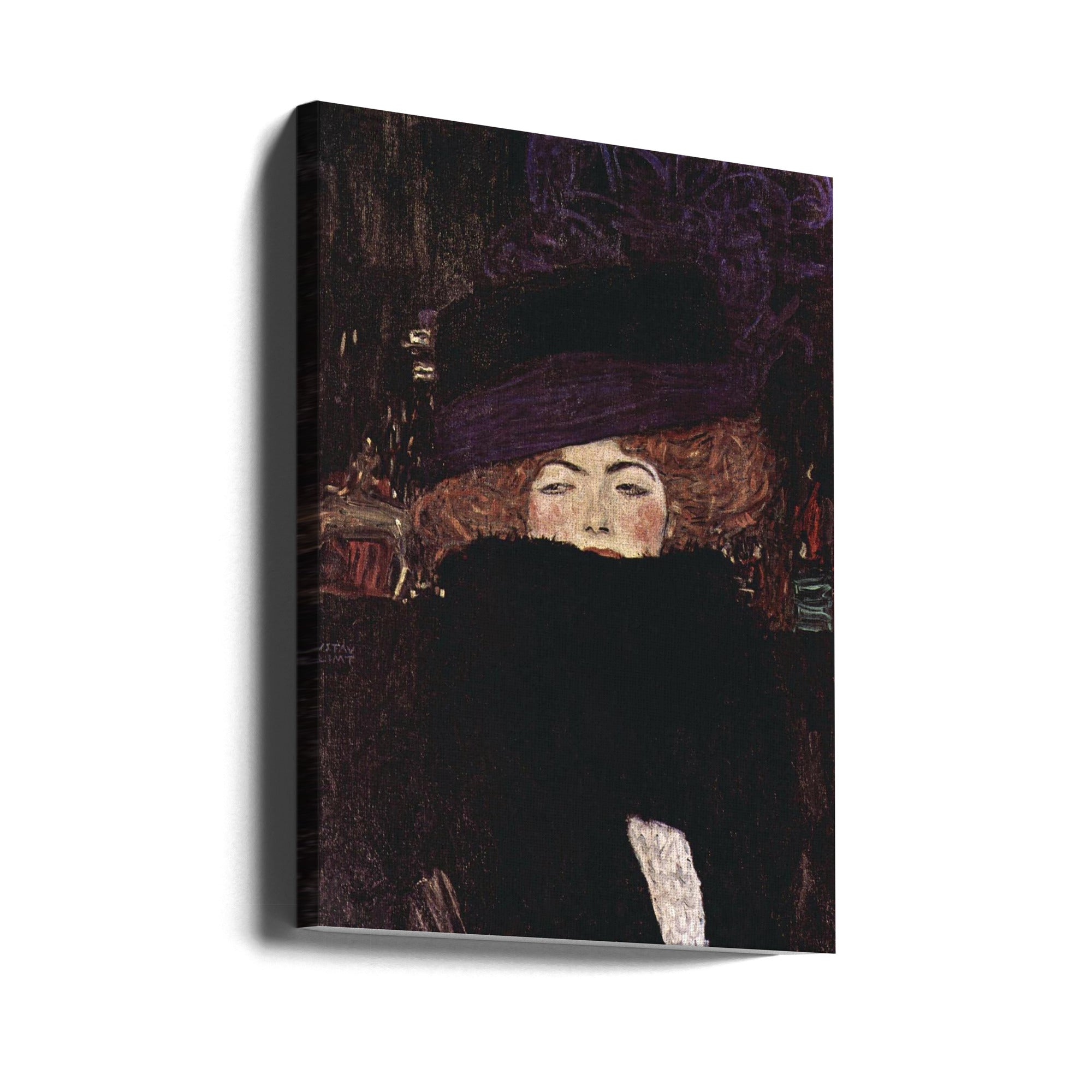 Canvas - Dame Mit Hut Und Federboa - Gustav Klimt