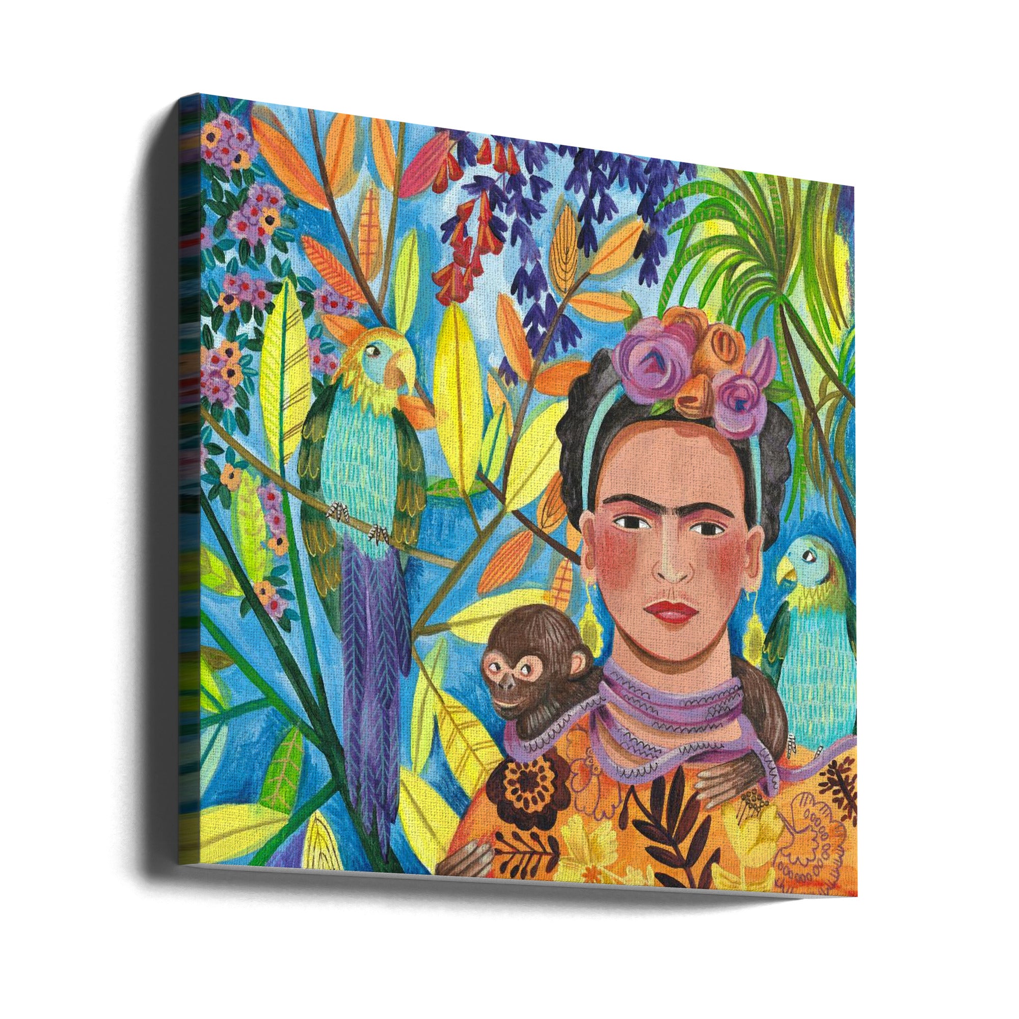 Canvas - Frida and her parrots