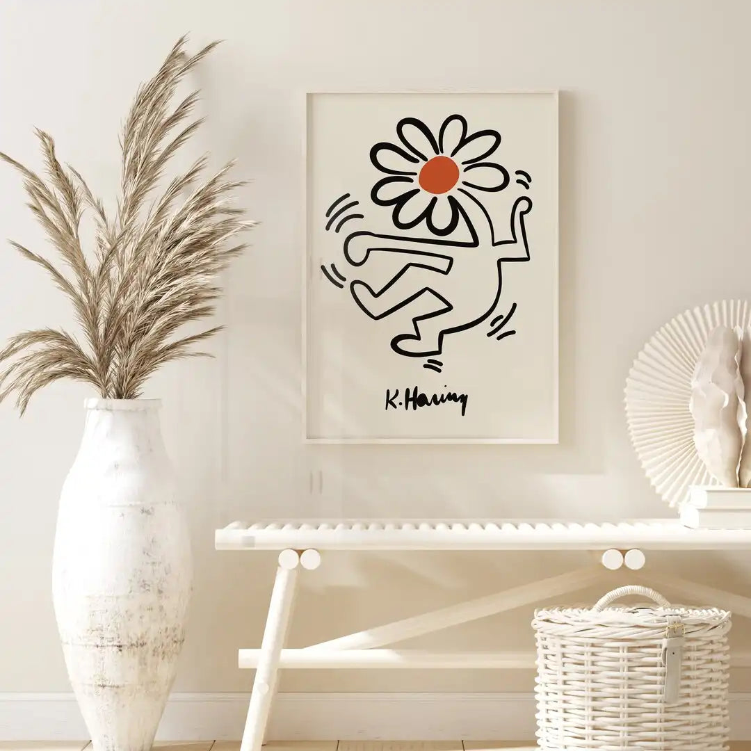 Plakat - Keith Haring flowers kunst - admen.dk