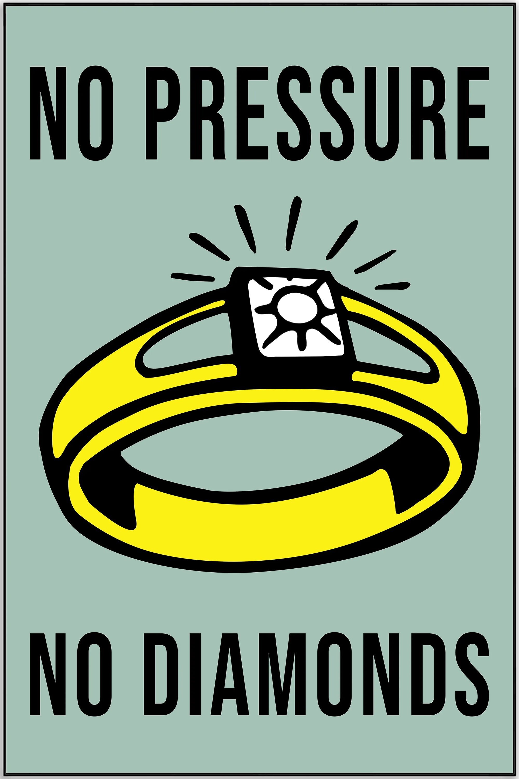 Plakat - No pressure no diamonds citat - admen.dk