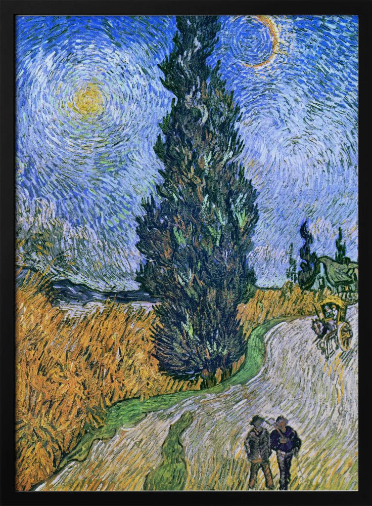 Poster - Vincent Van Gogh&#39;s Road With Cypress and Star 1890