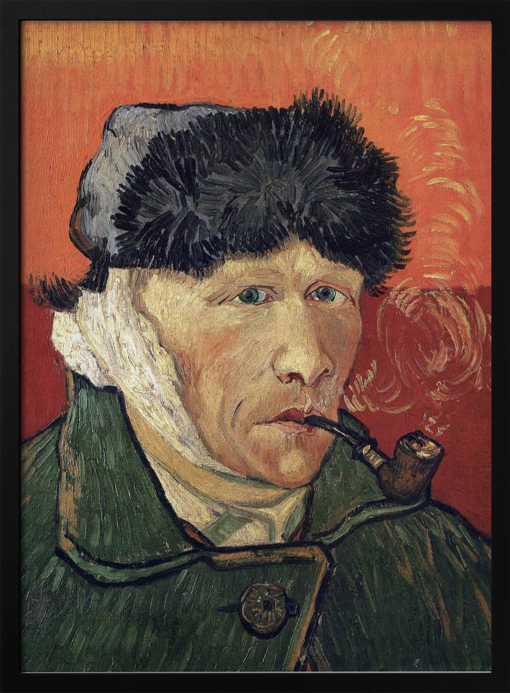 Plakat - Vincent Van Gogh&#39;s Self Portrait With Bandaged Ear and Pipe (1889)