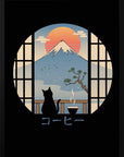 Plakat - Coffee Cat In Mt. Fuji