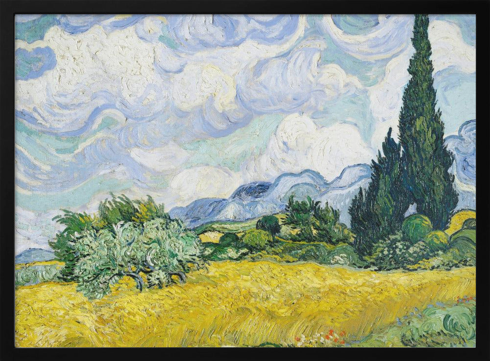 Poster - Wheat Field With Cypresses