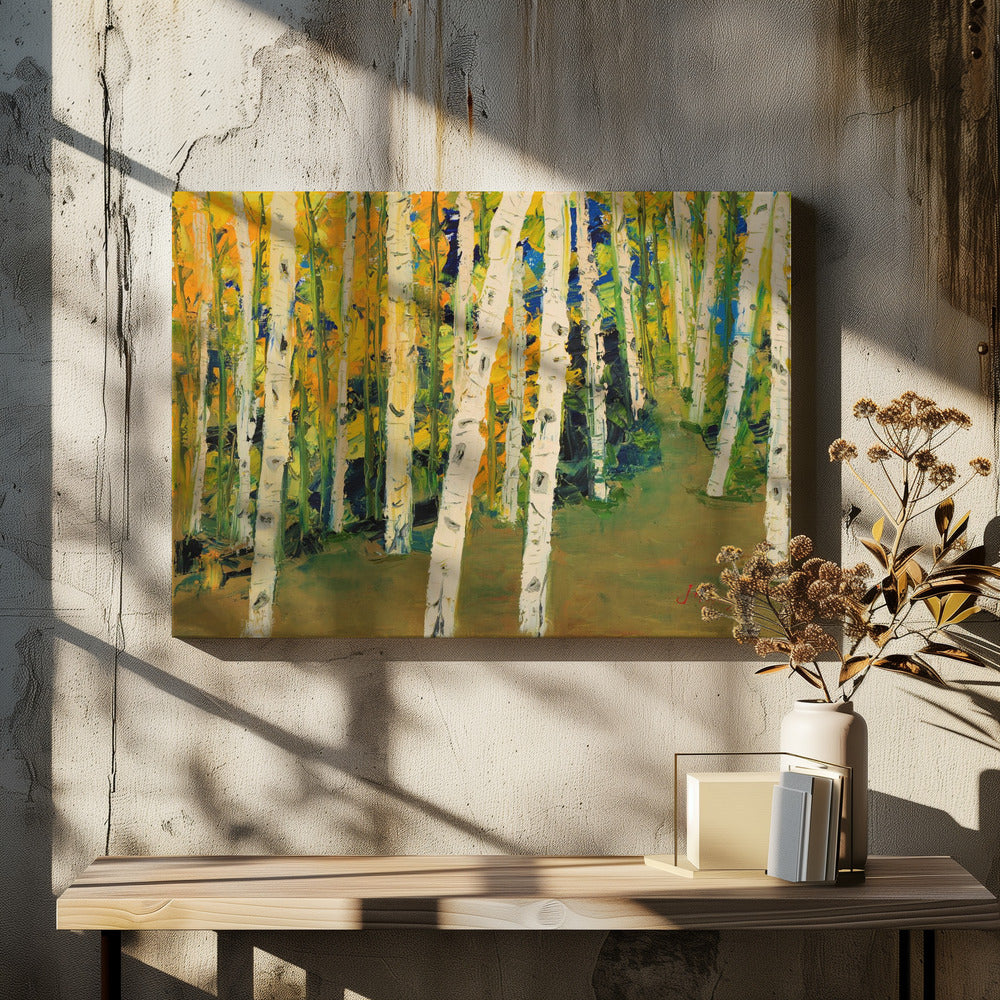 Canvas - Birch Trees GREEN