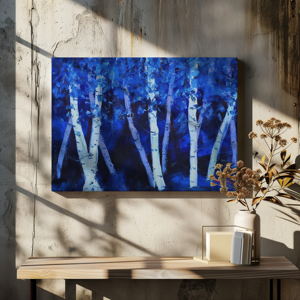 Canvas - Birch Trees BLUE