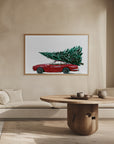 Poster - Eighties car carrying a Christmas tree