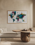 Poster - Charleena world map with cities, Solivagant