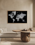 Poster - Gray world map with cities, Joseph