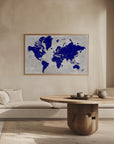 Poster - Distressed world map with cities, Delaney