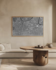 Poster - Gray vintage map of Grenoble downtown France