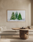 Plakat - Three watercolor pine trees