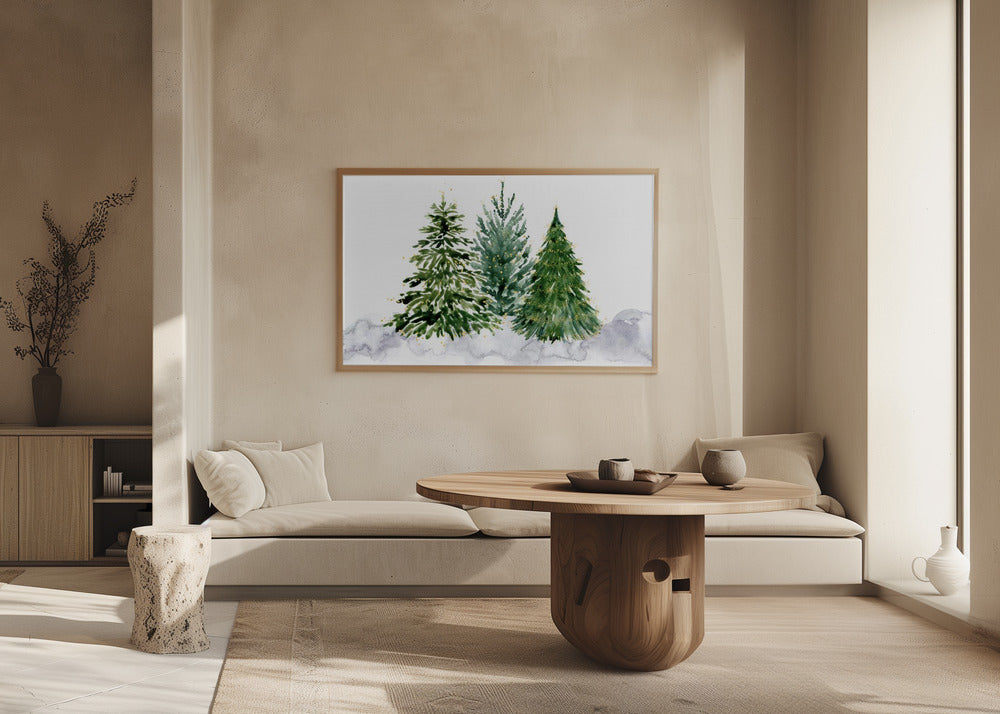 Poster - Three watercolor Christmas trees