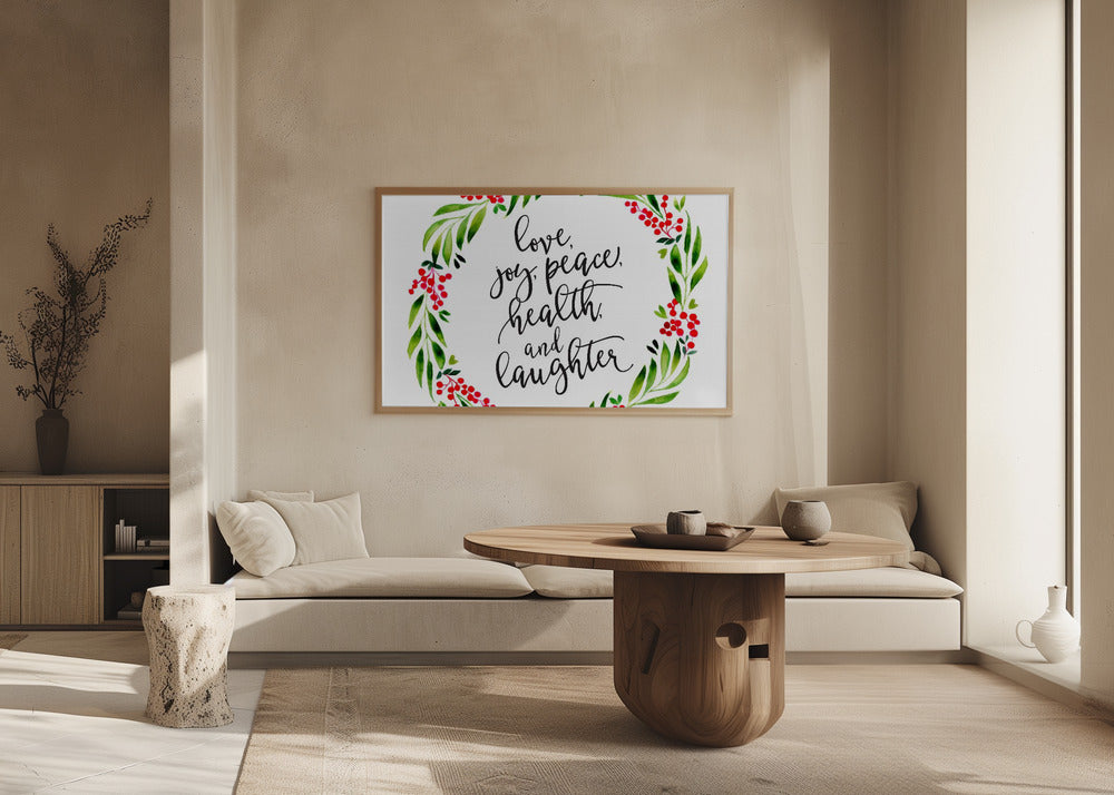 Plakat - Watercolor wreath with holiday wishes