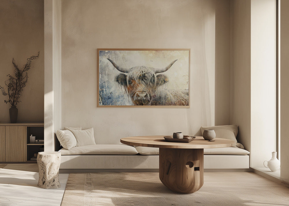 Plakat - Cow Highland Illustration Art 01