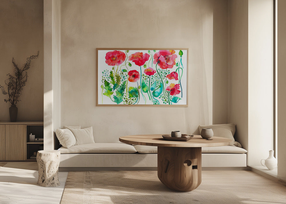 Poster - Red Spring Poppies Meadow