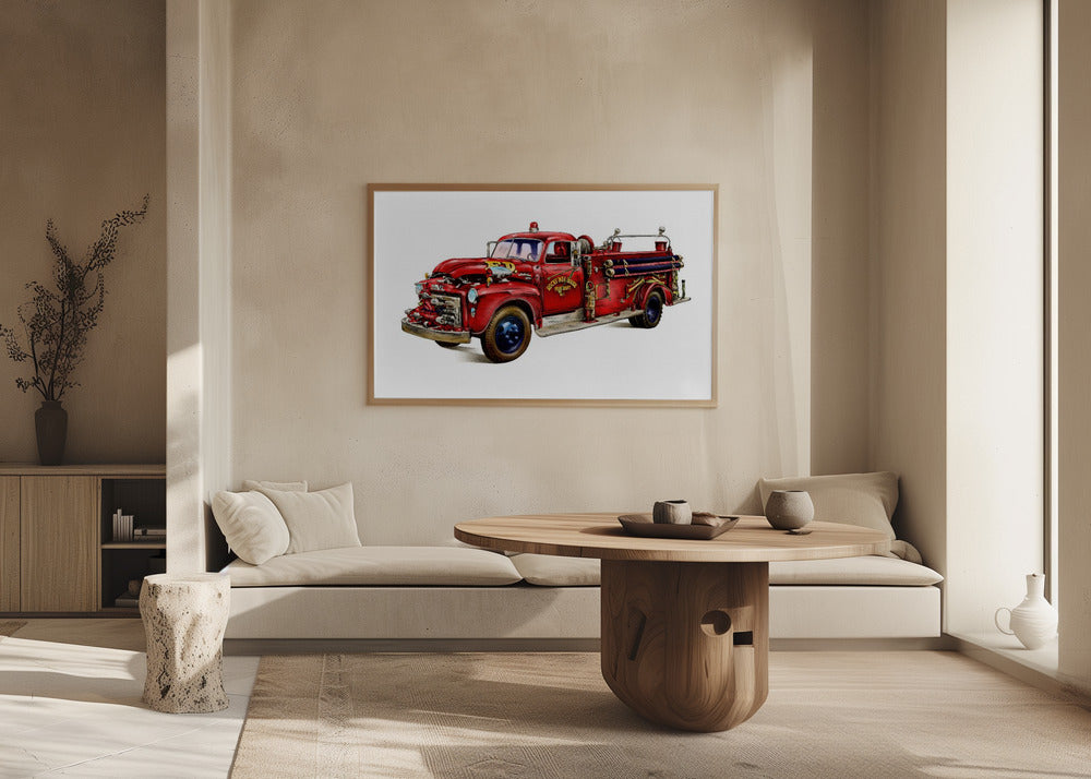 Plakat - Automobile Retro 05 Firetruck