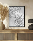 Poster - Sally's peonies in black and white