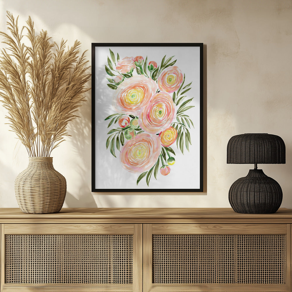 Plakat - Savanna bouquet of coral ranunculus