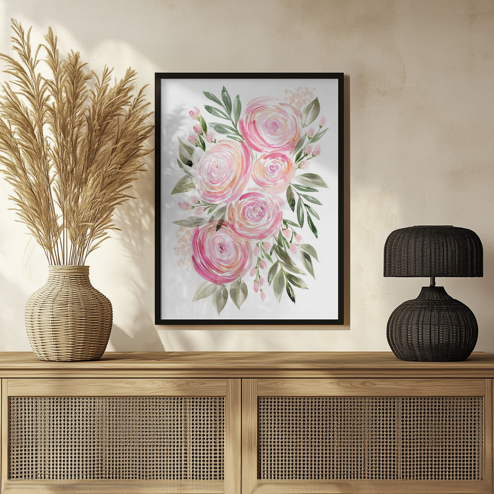 Poster - Begonia pink ranunculus bouquet