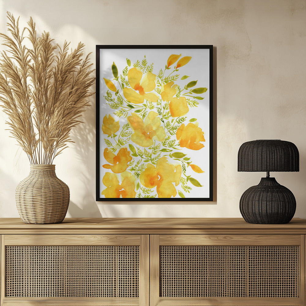 Plakat - Watercolor California poppies quad 2