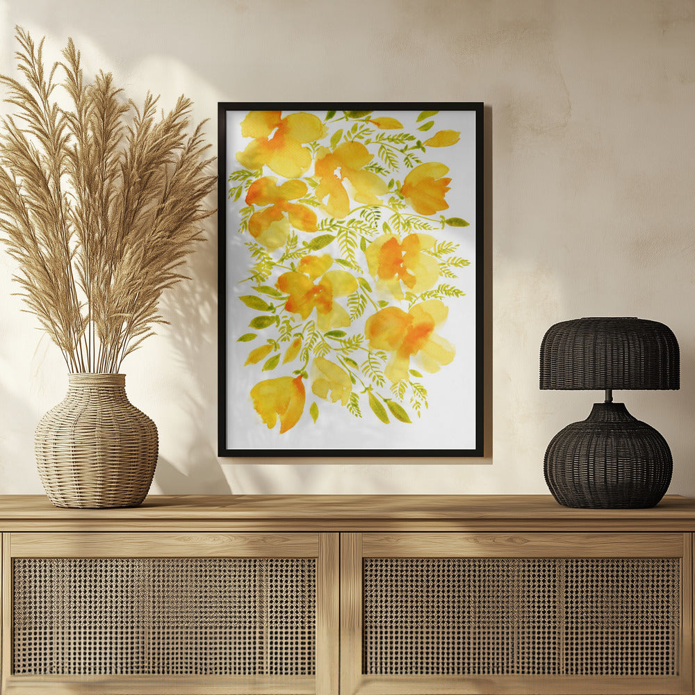 Plakat - Watercolor California poppies quad 4