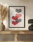 Poster - Mid century hearts in red