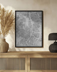 Poster - Map of Madrid (Spain) in gray vintage style