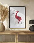 Plakat - Stylized retro deer (red)