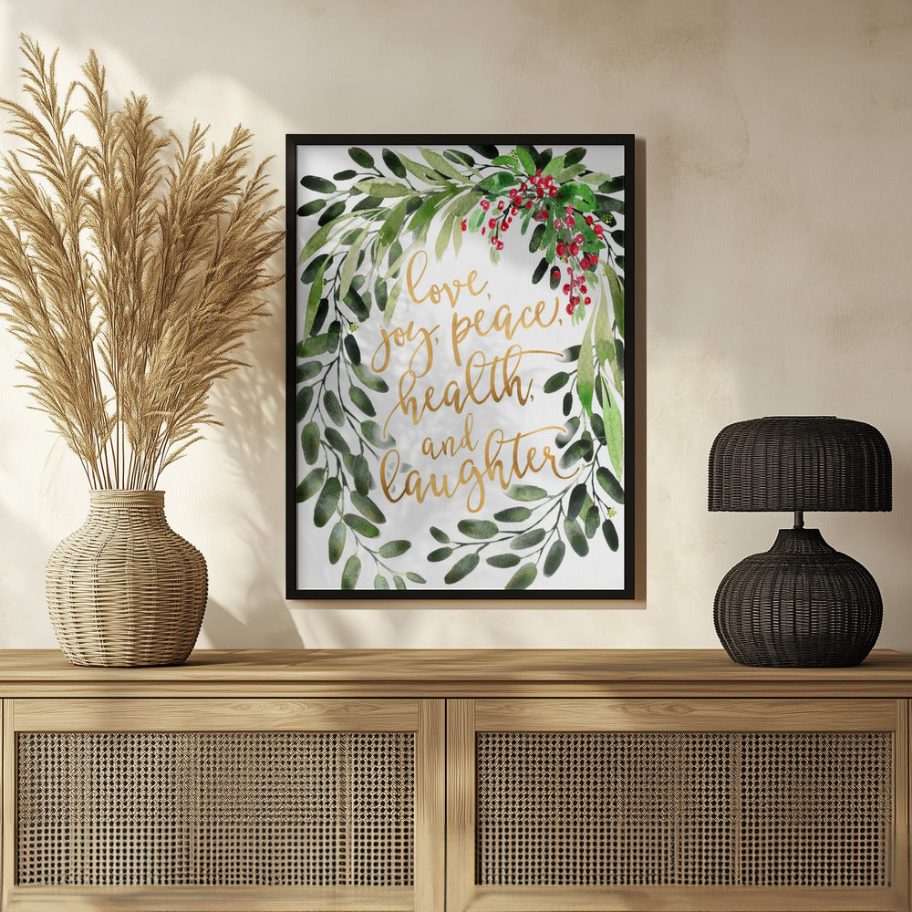 Plakat - Holiday wishes with watercolor bouquet