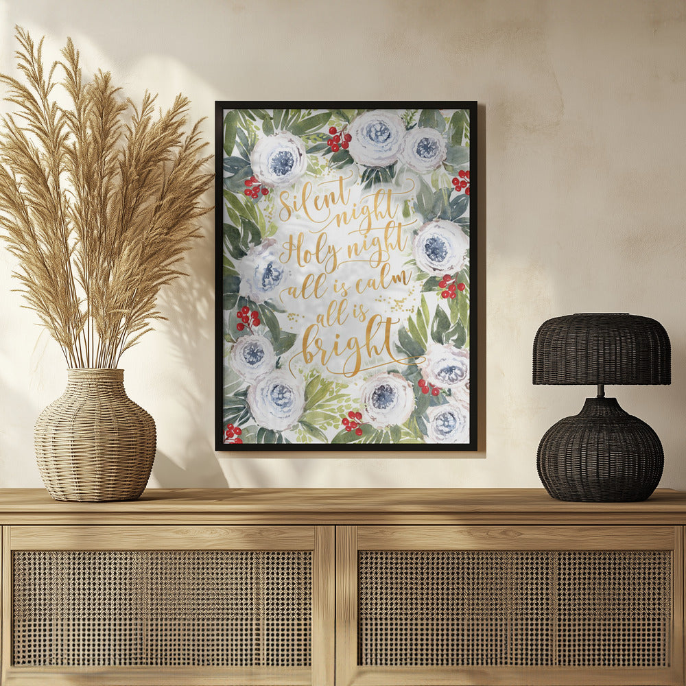 Plakat - Silent night roses and holiday berries